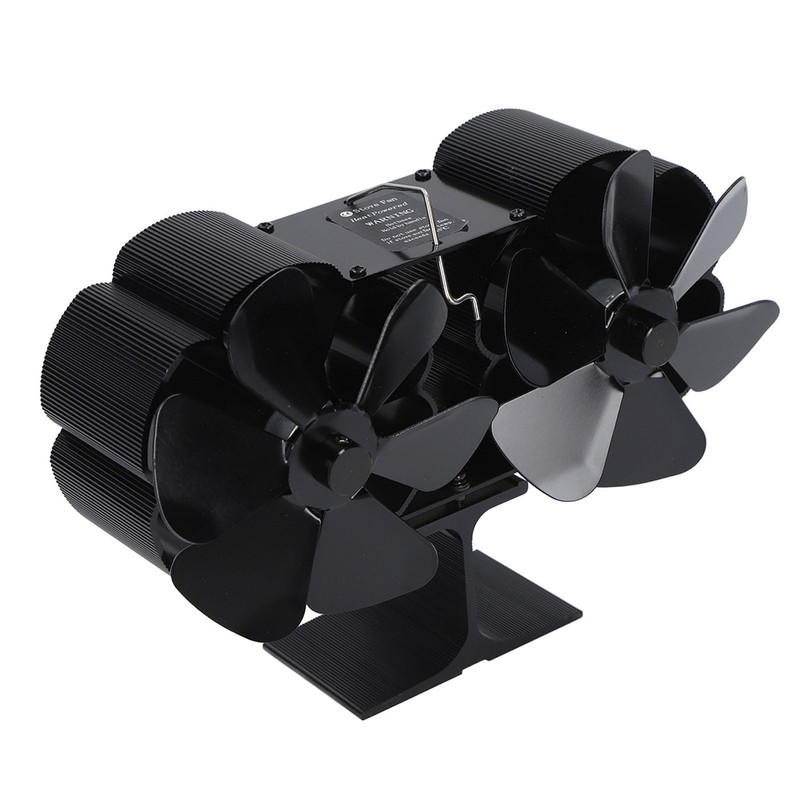 6 Blades Heat Powered Stove Fan Dual Head Fireplace Fan