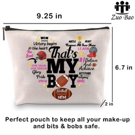 Zuo Bao Football Mom Makeup Bag Football Lover Gift That's My Boy Cosmetic Bag Team Mom Gift, Football Mom
