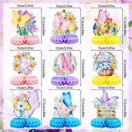 FOGAWA 9PCS Butterfly Honeycomb Centerpieces Butterfly Table Decorations Baby Shower Table Decorations Butterfly Table Toppers Butterfly Party Supplies Birthday Decorations for Kids Girls Women