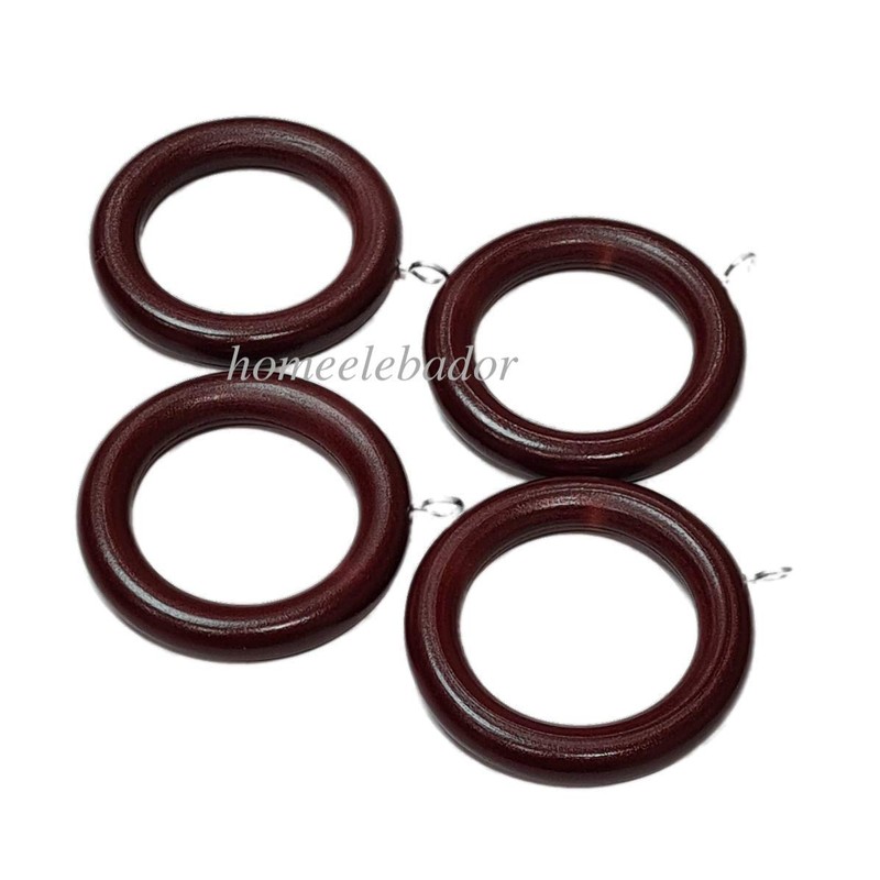 HomeElabador Wooden Curtain Hanging Ring Hooks with Eyes 24-Piece, 45