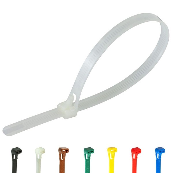 Gocableties Cable Ties Resealable White/Transparent, 150 mm x 7.6 mm,