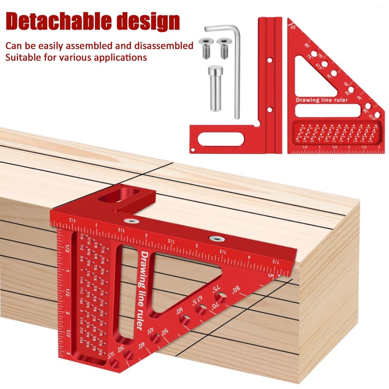CHmiss 3D Multi-Angle Measuring Ruler, 22.5-90 Degree Aluminium Alloy 3D