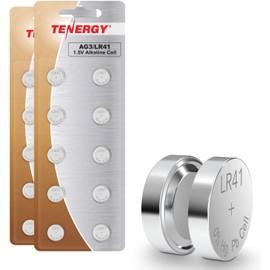 Tenergy 1.5 Volt Battery Button Cell LR41, ag3 Batteries Equivalent, Ideal for thermometers, Watches, Laser Pointers, Small Toys, Portable Electronics, and More - 20 Pack