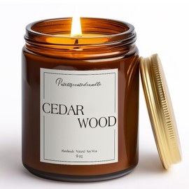 Putart Cedar Wood Candles for Home Scented, Natural Soy Aromatherapy Non Toxic Candles with Long Lasting Fragrance & Clean Burn, Luxury Jar Candle Gifts for Women, Men, Home Decoration 9oz