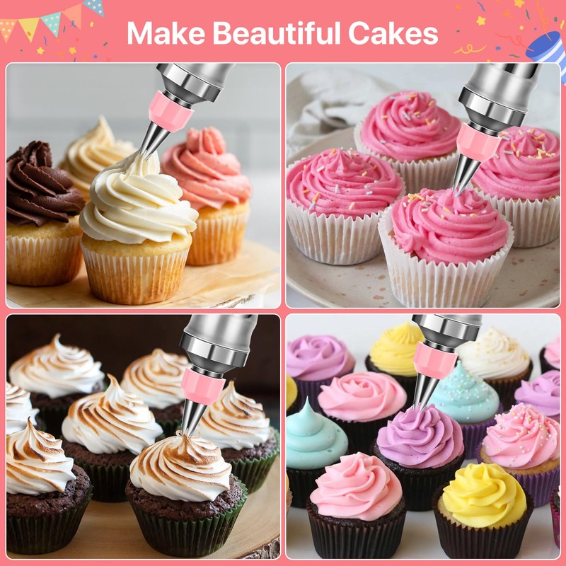 Icing Decoration Gun Set, Stainless Steel Dessert Decorating Syringe Set,