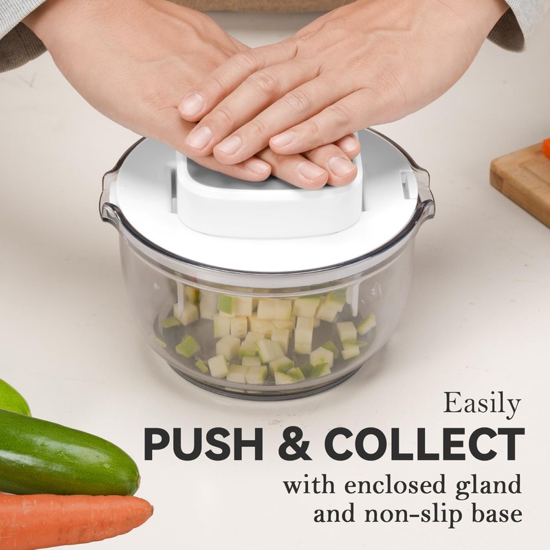 KEOUKE Multifunctional Vegetable Chopper Bowl White - 3 Interchangeable Blades