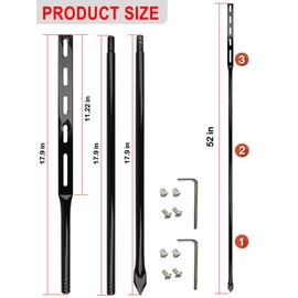 2 Pack Heavy Duty Metal Sign Stakes for Yard, Black Baked Enamel Steel, 52 Inch Length, with Mounting Hardware, Holder for Outdoor Lawn Bar Parking Garage Event