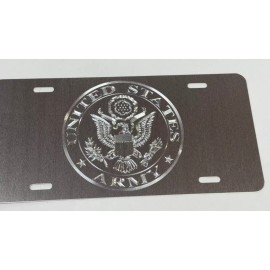 Diamond Etched Products Silver on Silver Engraved US Army Military Car Tag Diamond Etched License Plate