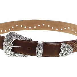 Tony Lama Women's Kaitlyn Crystal Leather Western Belt Brown 34