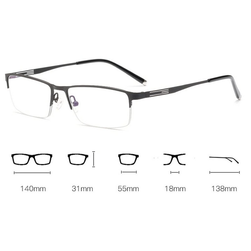 laureles Photochromic Reading Glasses for Men Business Square Metal Half