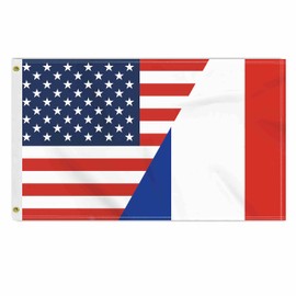 3×5 FT USA France Flag, Large 150D America French Outdoor Banner,Double Side Printing Decor For Patio Garden With Brass Gromment