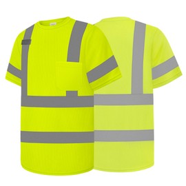 Besentinels Class 3 High Visibility Shirts for Men Women, Short Sleeve Hi Vis Work Shirts, Constrcution, Roadwork, Utility, Yellow Small