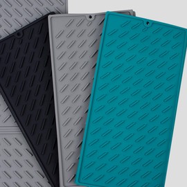 Silicone Dish and Cup Drying Mat - Extra Large Trivet for Hot Dishes, Large Size Hot Pots, and Pads Straight from The Stove or Oven - Non-Slip Drain Board - 24" x 15.75" - Color (Grey)