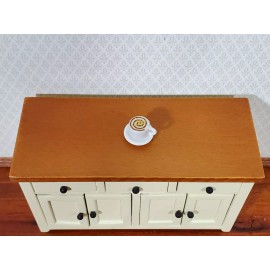 Town Square Miniatures Dollhouse Coffee Mocha Latte Large White Ceramic with Saucer 1:12 Scale