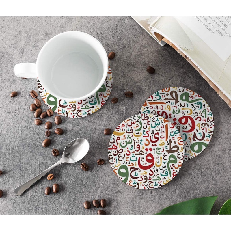 Set of 6 Round Leather Coasters with Holder for Bar,