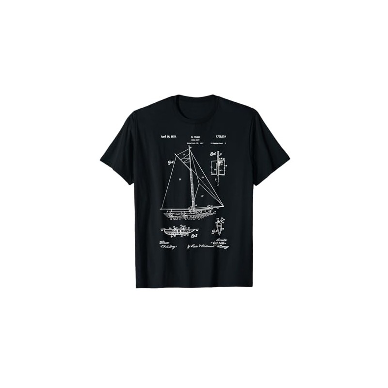 Vintage Patent Print 1929 Retro Sailboat Blueprint Drawing T-Shirt