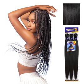 Sensationnel Ruwa prestretched braiding hair - 3x 48 inch water repellent kanekalon fast dry synthetic sports itch free (5 pack, 1 JETBLACK)