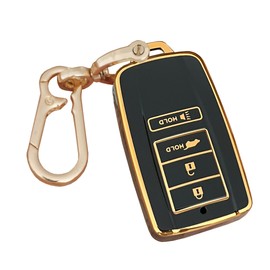 AIOEUOIA for Acura Key Fob Cover with Keychain Keyless Entry Remote Control Key Fit for Acura CDX RDX RLX TLX TLX-L ILX NSX Smart Key Shell (Black, 4-Buttons)