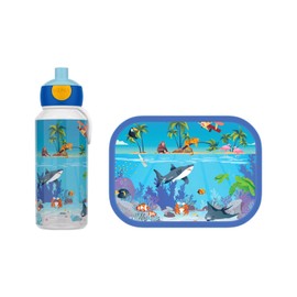 Mepal - Campus lunch set - Set for children with pop-up drinking bottle & lunch box - Lunch set for school or on the go - Dishwasher safe - 400 + 750 ml - Tropical Ocean
