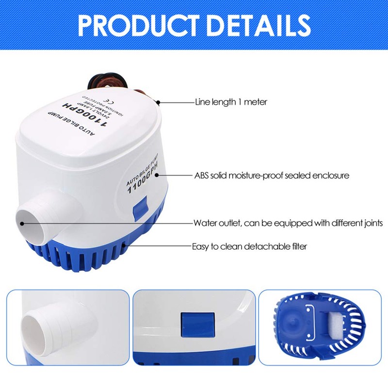 creatorele Submersible Marine Auto Boat Bilge Pump 1100GPH Electric Boat