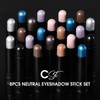 8 Pieces Eyeshadow Pen Set, Shimmer and Neutral Brown Metallic