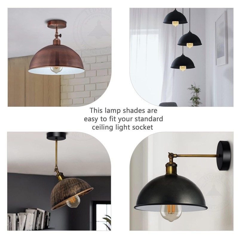 LEDSone Industrial Ceiling Pendant Light Shades, Retro Vintage Style Dome