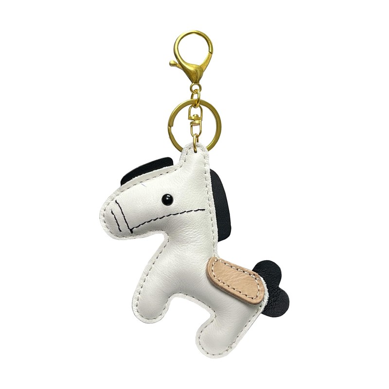 [Yocipa] Cute Genuine Leather Horse Keychain with Horse Design Charm