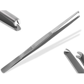 InstrumenteNrw Exclusive Barbecue Tweezers, Kitchen Tweezers, Cooking Tweezers with V 1:2 Teeth Made of Hardened Stainless Steel, 30 cm