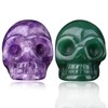 ZHIYUXI 2Pcs Amethyst Green Aventurine Skull Head Crystal Statues Healing Crystals Stones Skulls Statue Natural Quartz Gemstone Carved Polished Pocket Stone Crystal Figurines Decoration 1.5"