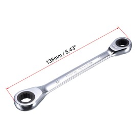 sourcing map Double Box End Ratcheting Wrench (8mm x 10mm) Metric 72 Teeth 12 Point Ratchet Spanner Tools, CR-V