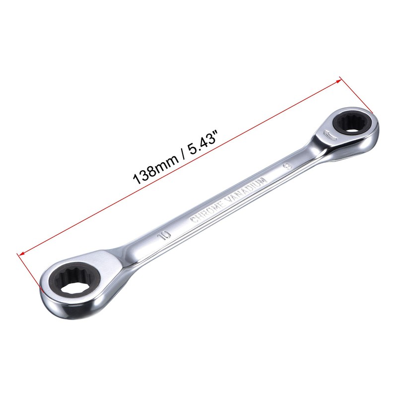 sourcing map Double Box End Ratcheting Wrench (8mm x 10mm)