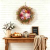 24 Inch Fall Wreath Pink Hydrangea Red Dahlia Wheat for