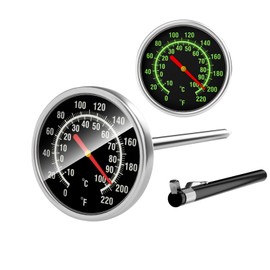 Instant Read Meat Thermometer - Stainless Steel Food Thermometer for Grilling, Cooking, BBQ - 1.5-Inch Dial Kitchen Thermometer with 5.5-Inch Probe for Turkey, Beef, Milk, Tea, Coffee, Drinks