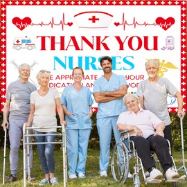 National Nurses Week Backdrop 7 x 5 ft Nurses Appreciation Week Thank You Nurse International Nurses Day Background Nursing School Graduation Party Decorations Banner Photo Booth Polyester