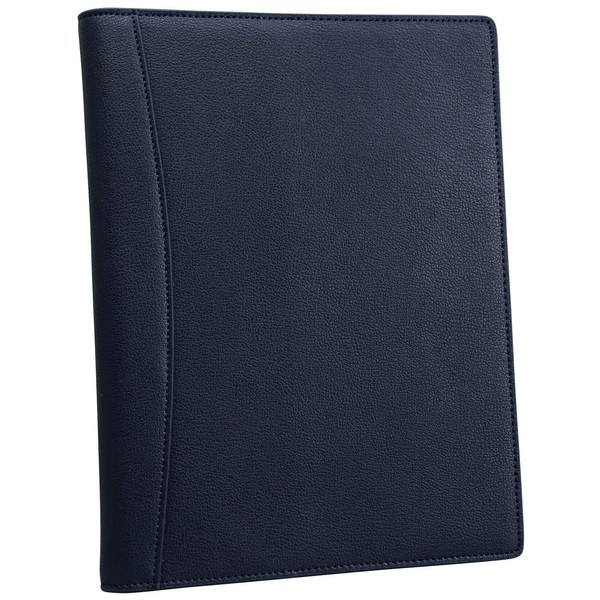 Phlox Notepad Cover, Notebook Cover, Memo Pad Cover, A5, Genuine Leather, Holds 2 Books, Includes Pen Holder (Navy)