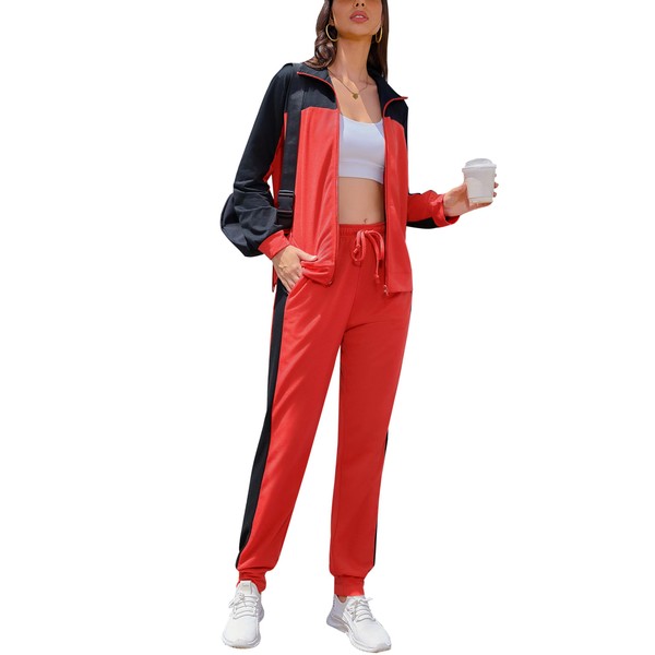 Marvmys Womens Sweatsuit 2 Piece Set Full Zip-Up Jackets Tracksuit