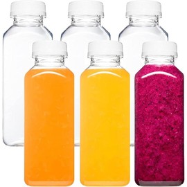 6 count 12oz Plastic Bottles with Caps, Juice Containers With Lids For Fridge,  Juicing Bottles, Smoothie Bottle, Drink Containers With Lids, Clear Bottles - Color: 4 OZ / 6 PACK