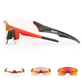 SCVCN Photochromic Cycling Glasses for Men and Women, Photochromic Cycling Glasses, Sunglasses with UV400 Protection, Rimless Transparent Lenses for Outdoor Sports