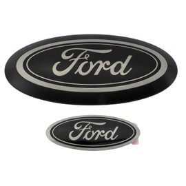 Ford 2023-2024 Super Duty Smoke Black Oval Grille & Tailgate Badges Without Front Camera M-1447-SDB3