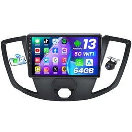 [4Core 64GB ROM] Car Radio Stereo for Ford Transita 2015 2016 2017 2018 2019:9 inch 1280 * 800 Touch Screen 5GWiFi Wireless Carplay & Android Auto HD Backup Camera GPS Navigation SWC FM/RDS Bluetooth