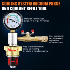 ADAFIRST Automotive Radiator Coolant Vacuum Refill Tool Kit, Engine Cooling System Vacuum Purge & Fill Tool Set with Universal Adapters (O.D. 32mm 35mm 40mm 45mm) for Car SUV Truck Airlift, Red Case