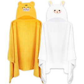 Vyndicca 2 Pack Hooded Towel, 27.5 x 55 inch Absorbent Bath Towel for Babies, Soft Toddler Bath Towel, Thick Toddler Towels with Hood for Girls Boys,Yellow and White