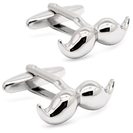 HONEY BEAR Moustache Beard Cufflinks Steel for Mens Shirt Wedding Business Gift Silver