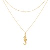 float Women's Gold Necklace Double Row Layering Chain with Pendant