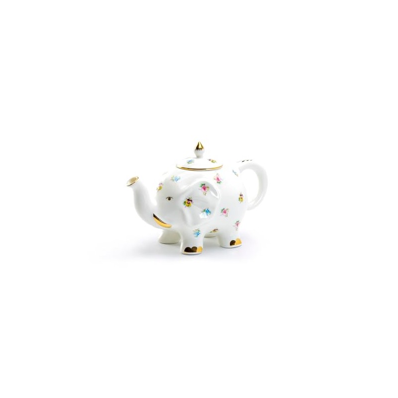 Grace Teaware Fine Porcelain Happy Elephant 28-Ounce Teapot (Floral Pansy)