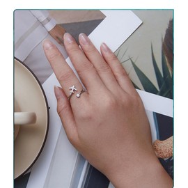NanMuc Womens 925 Sterling Silver World Travel Souvenir Airplane Finger Ring Travel Trip Adjustable Open Finger Ring Wife Anniversary Jewelry