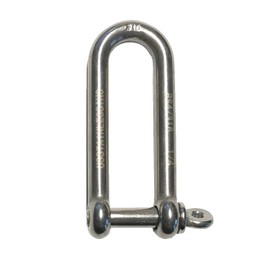 Stainless Steel 316 Long D Shackle 1/4" (6mm) Marine Grade Dee