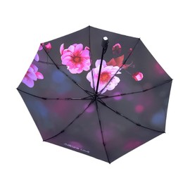 KCKEYS Floral Folding Umbrella, Double Layer Windproof, Travel Umbrellas for Rain,Anti Sun, Natural Scenery,Strong Frame Portable Umbrellas(Cherry Blossoms)