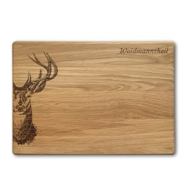 Waidmannsheil Breakfast Board with Stag Oak Vesper Board Wooden Board for Camping Breakfast Gift (30 x 20 cm)