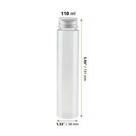 LEXININ 60 PCS 110ml Clear Plastic Test Tubes with Lid, Plastic Test Tubes with Screw Caps, Flat Bottomed Test Tubes